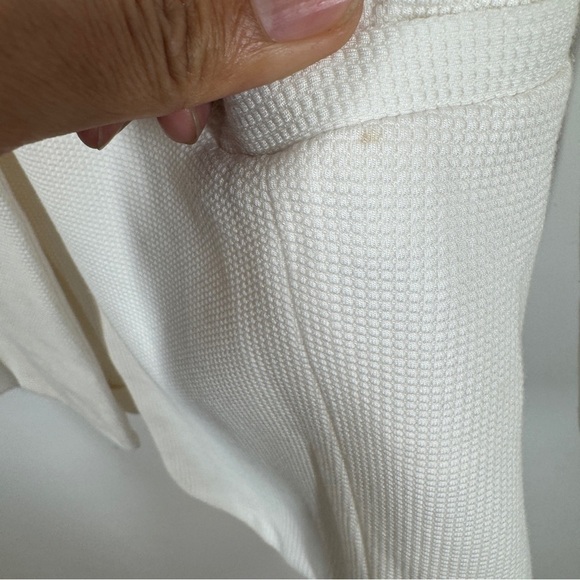 Marc Cain White Textured Knit Minimalist Single Button Tailored Blazer Jacket - Picture 8 of 13